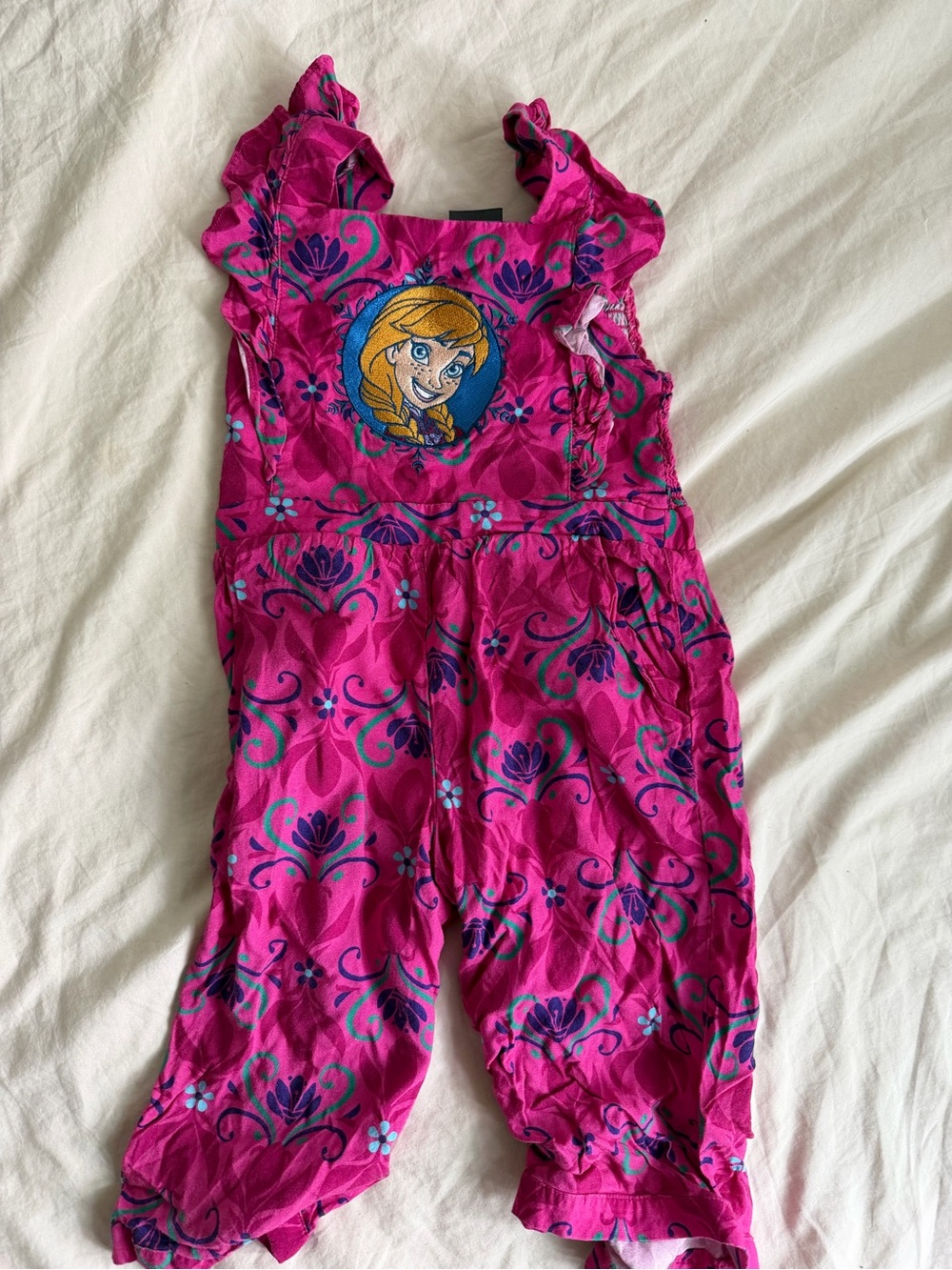 Disney Pink & Blue Anna Floral One-Piece Romper